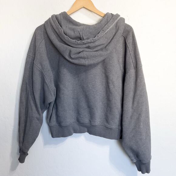 & Other Stories Sweatshirt Sz 10 Crop Hood Sweatshirt Gray Fleece Lined Medium - Picture 2 of 9
